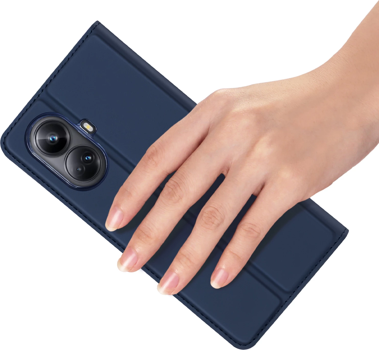 Mbështjellës Dux Ducis Skin Pro për Realme 10 Pro, me kapak, xhep kartelash dhe funksion standi, Blu