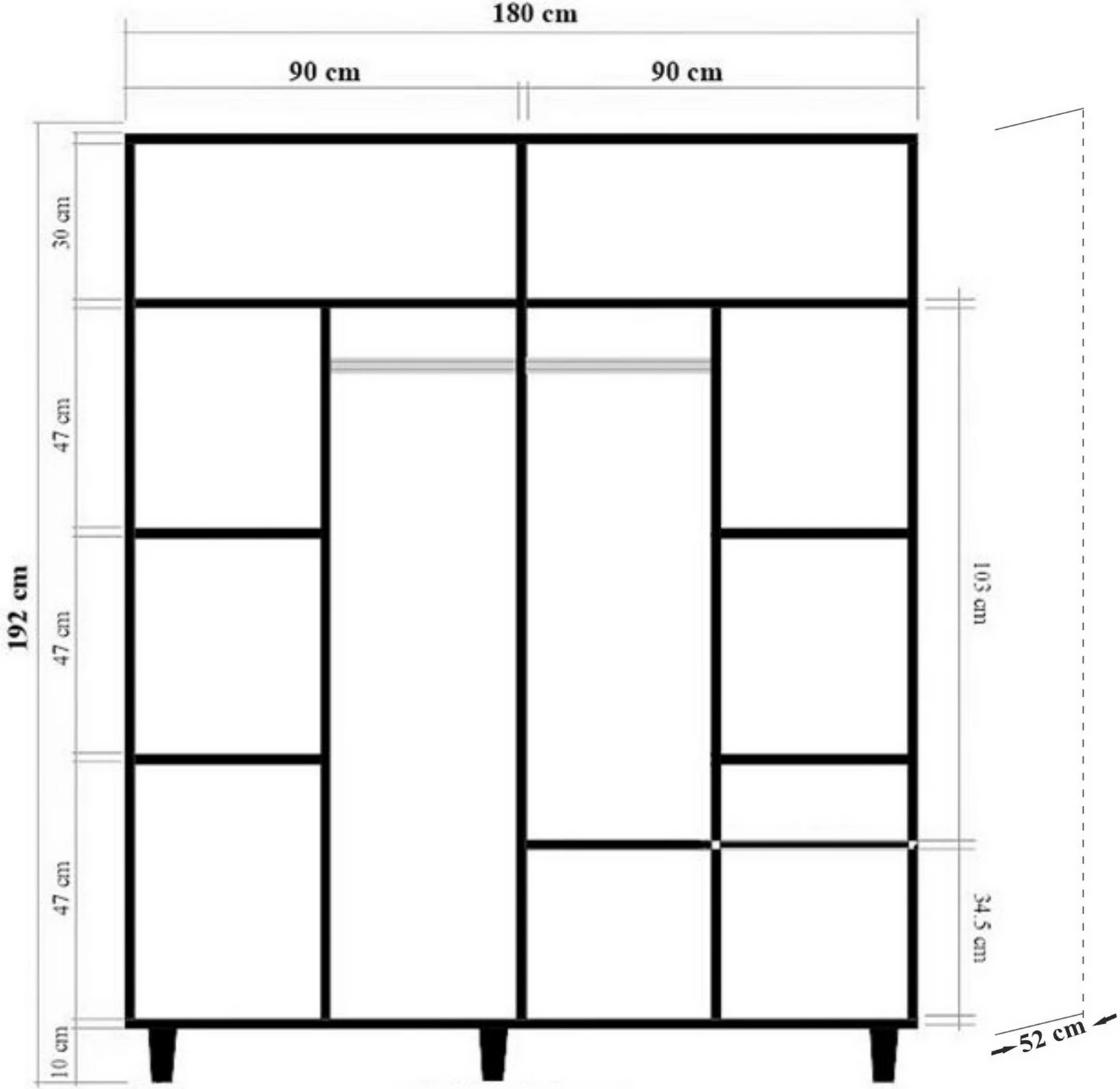 Dollap garderobe Sonomo, këmbë druri, doreza druri, Skye Decor, Loni 4 -910