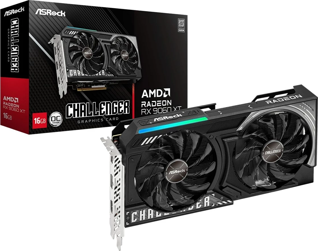 Kartë grafike Asrock AMD Radeon RX 9060 XT Challenger, 16 GB GDDR6, e zezë