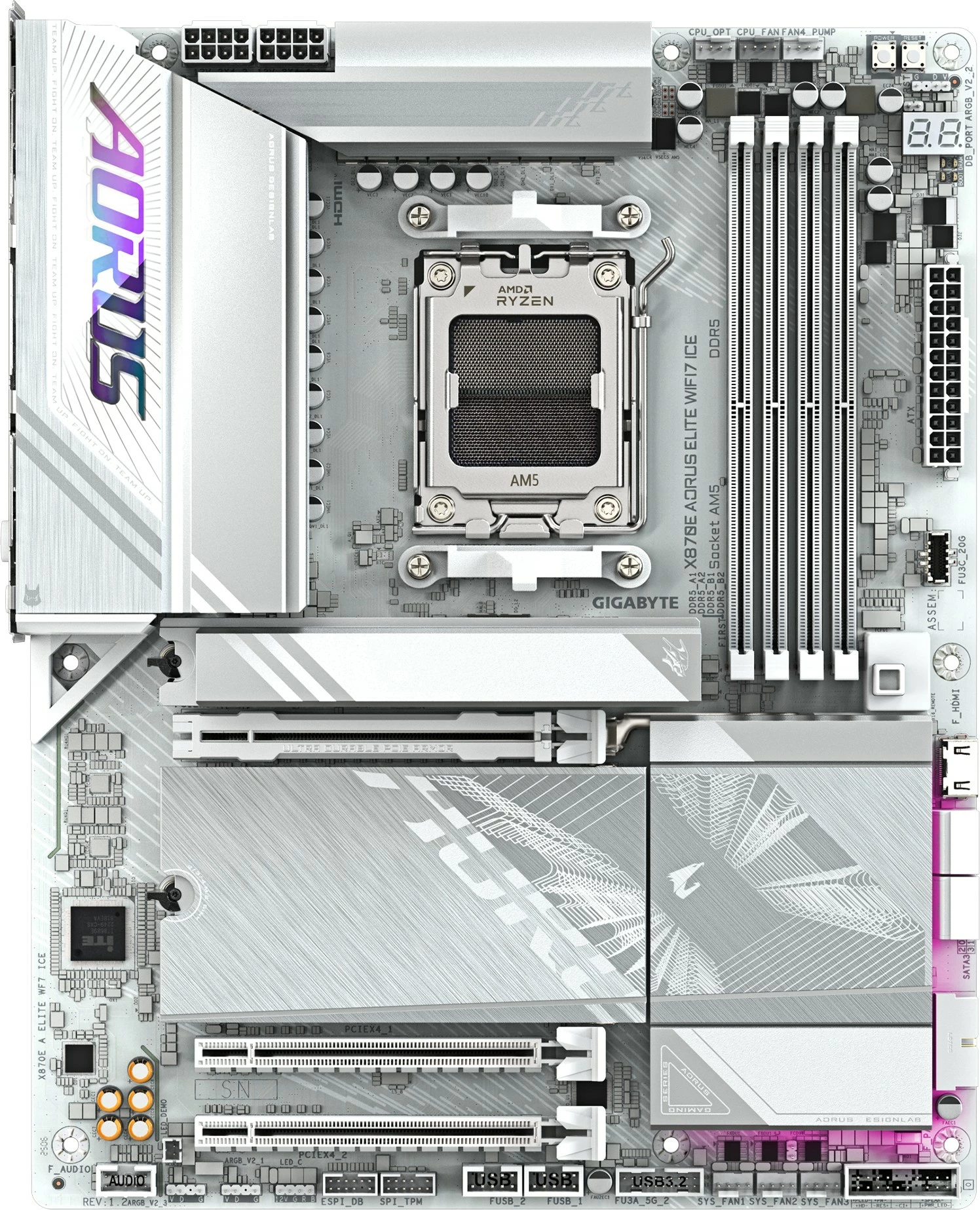 Pllakë amë Gigabyte X870E AORUS ELITE WIFI7 ICE, Socket AM5, WiFi 7, e argjendtë