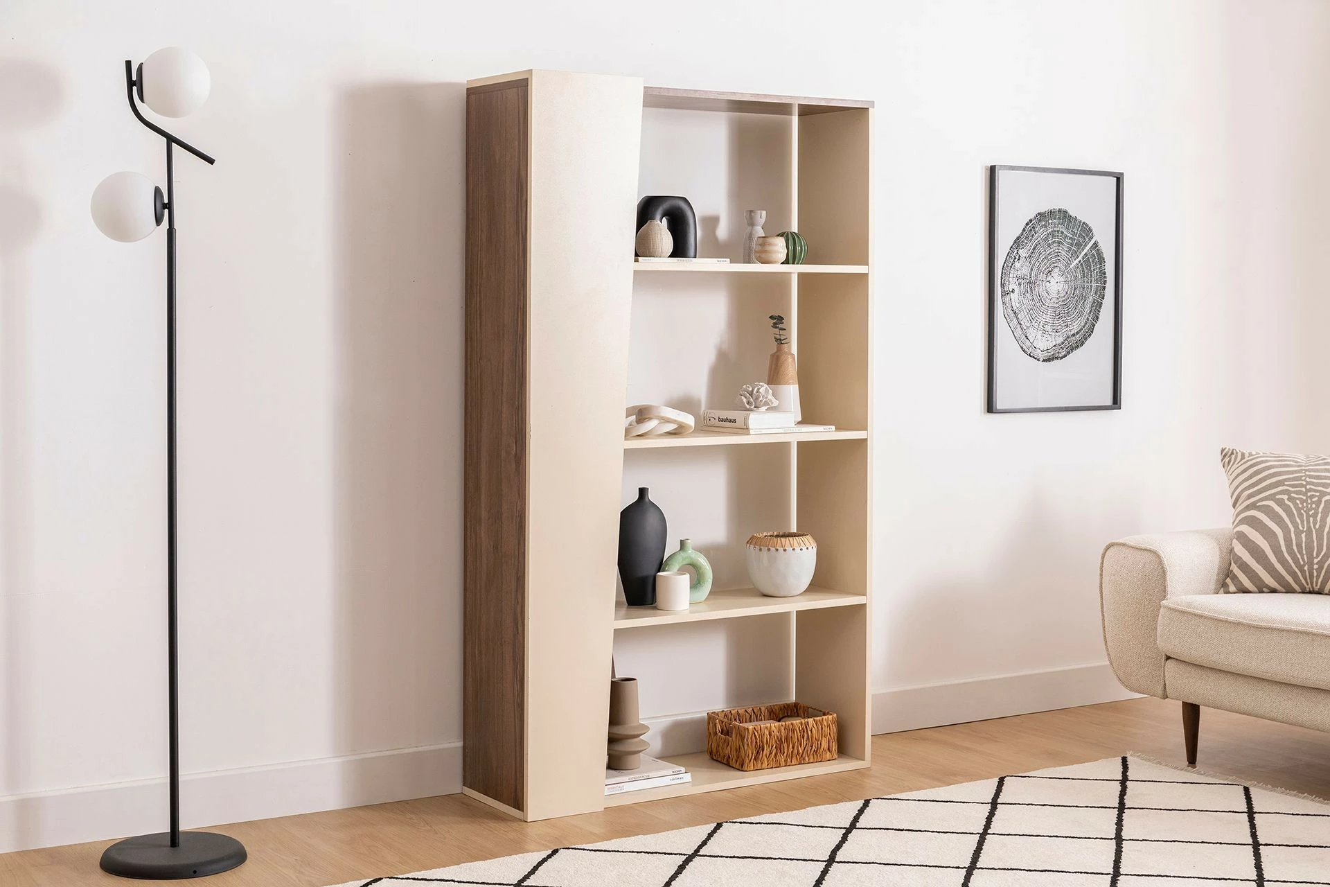 Raft librash Hanah Home, Clark, ngjyrë arrë dhe bezhë