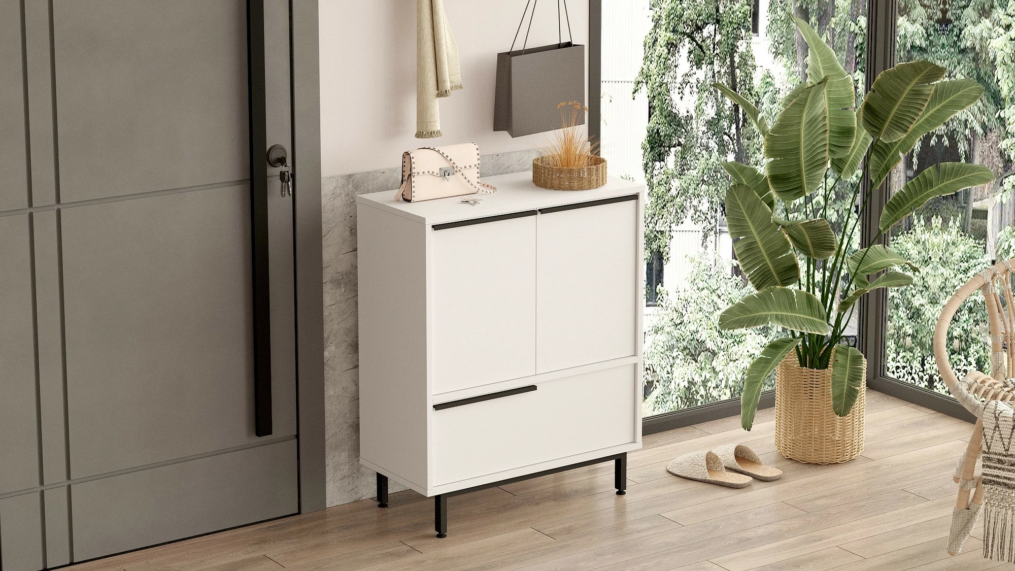 Dollap për këpucë Hanah Home, On8C-W, ngjyrë e bardhë