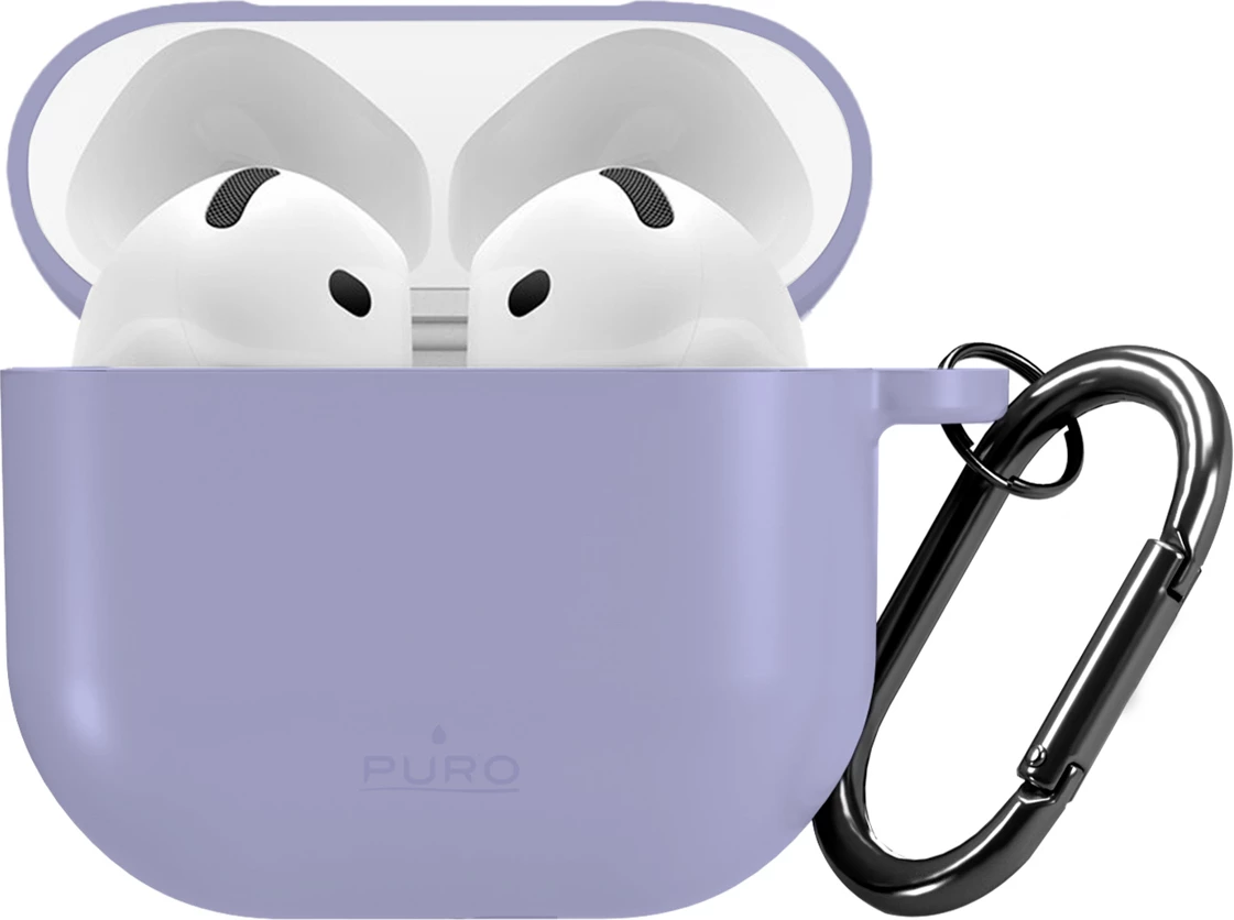 Mbështjellës silikoni Puro Icon për AirPods 4 me karabiner, vjollcë