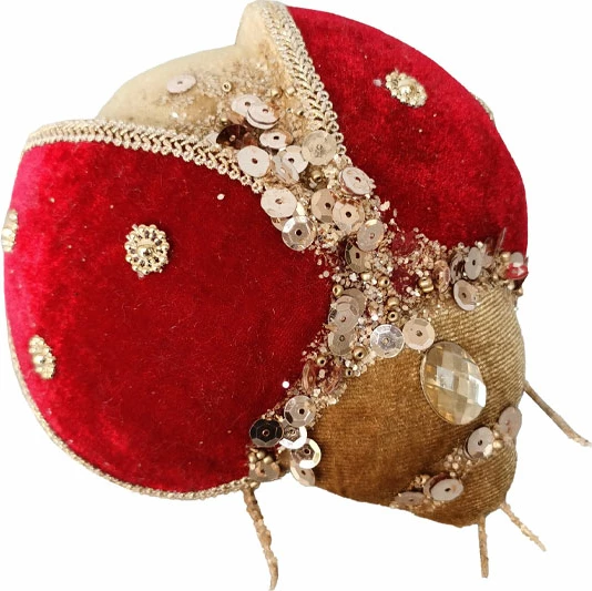 Dekor për Krishtlindje, buburrec ROYAL LOVE BUG L, kadife e kuqe, 16x13x9cm