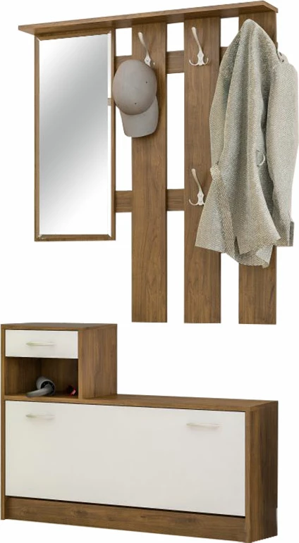 Mobilje hyrëse Jamie ngjyrë arre-bardhë 100x27,5x187cm