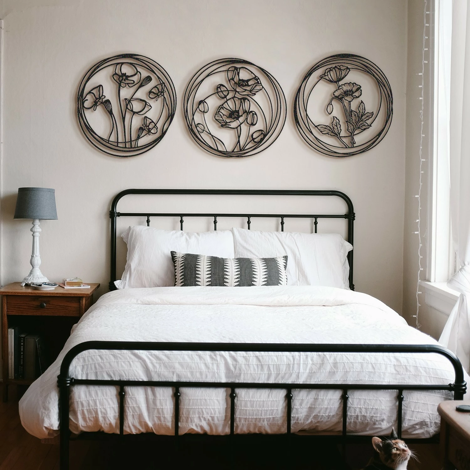 Aksesor dekorativ metalik për mur, lule opiumi, Wallity, APT356MS