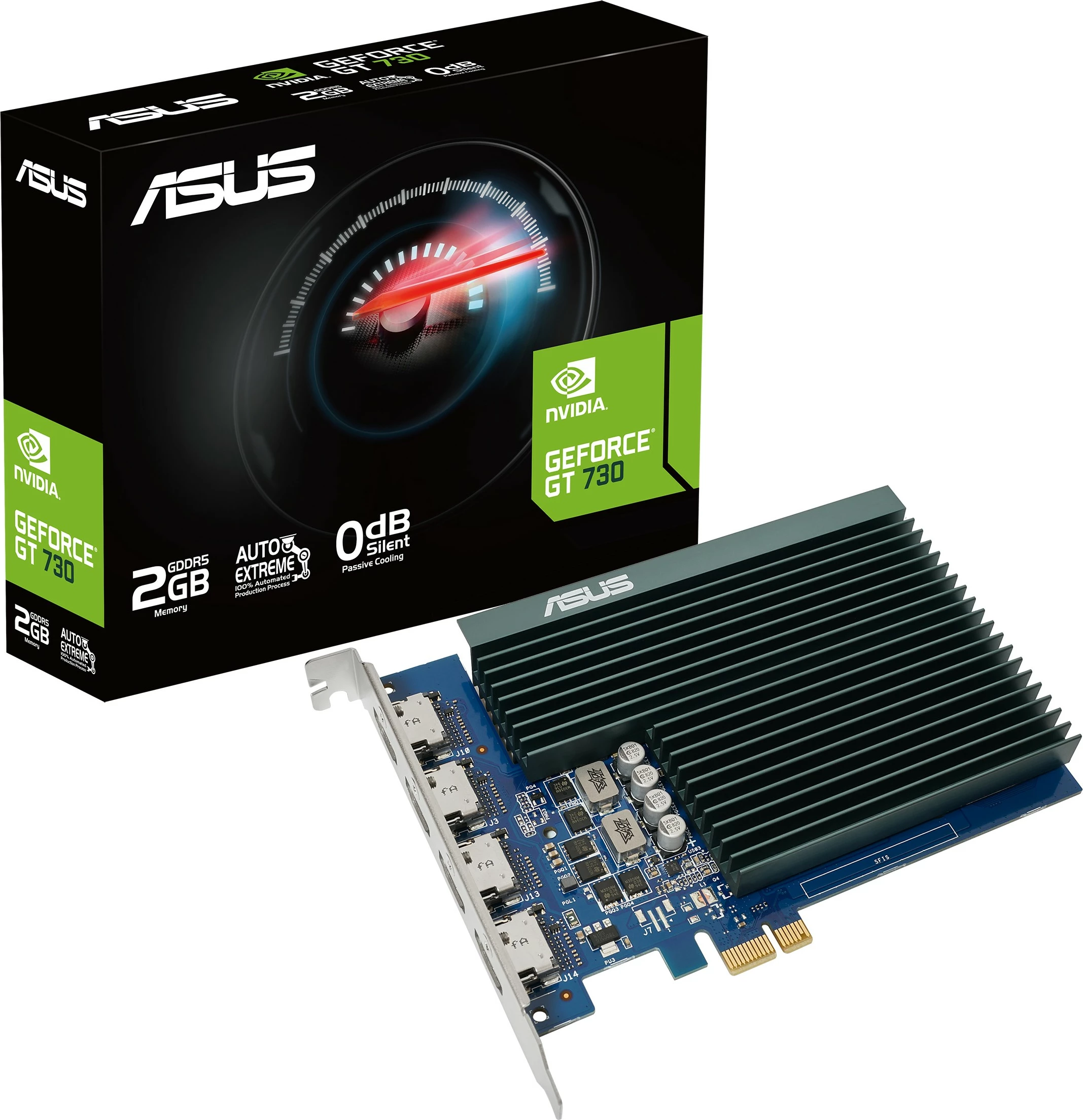 Kartë grafike ASUS GT730-4H-SL-2GD5, GeForce GT 730, 2 GB, GDDR5, PCI Express x1, e zezë, blu