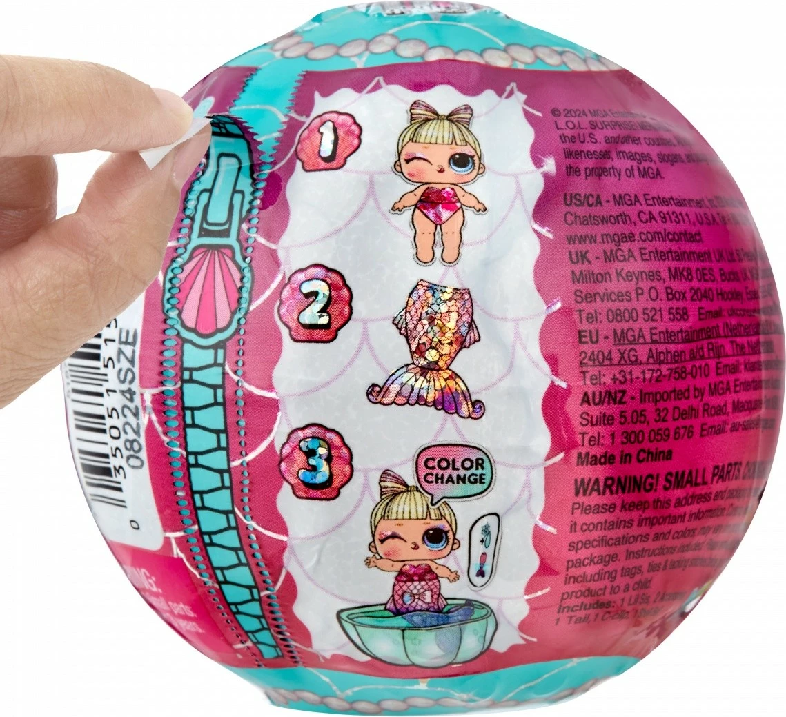 Kukull surprizë L.O.L. Surprise Mermaids, MGA, 510604-EUC, me bisht që ndryshon ngjyrë
