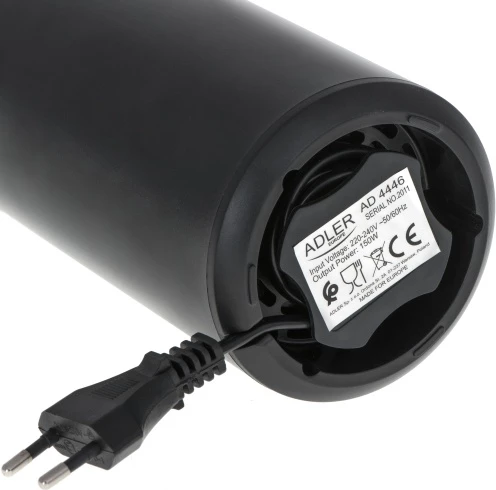 Bluarëse kafeje elektrike, Adler AD 4446, 150 W, 75 g, enë metalike, kapak transparent, e zezë me të artë