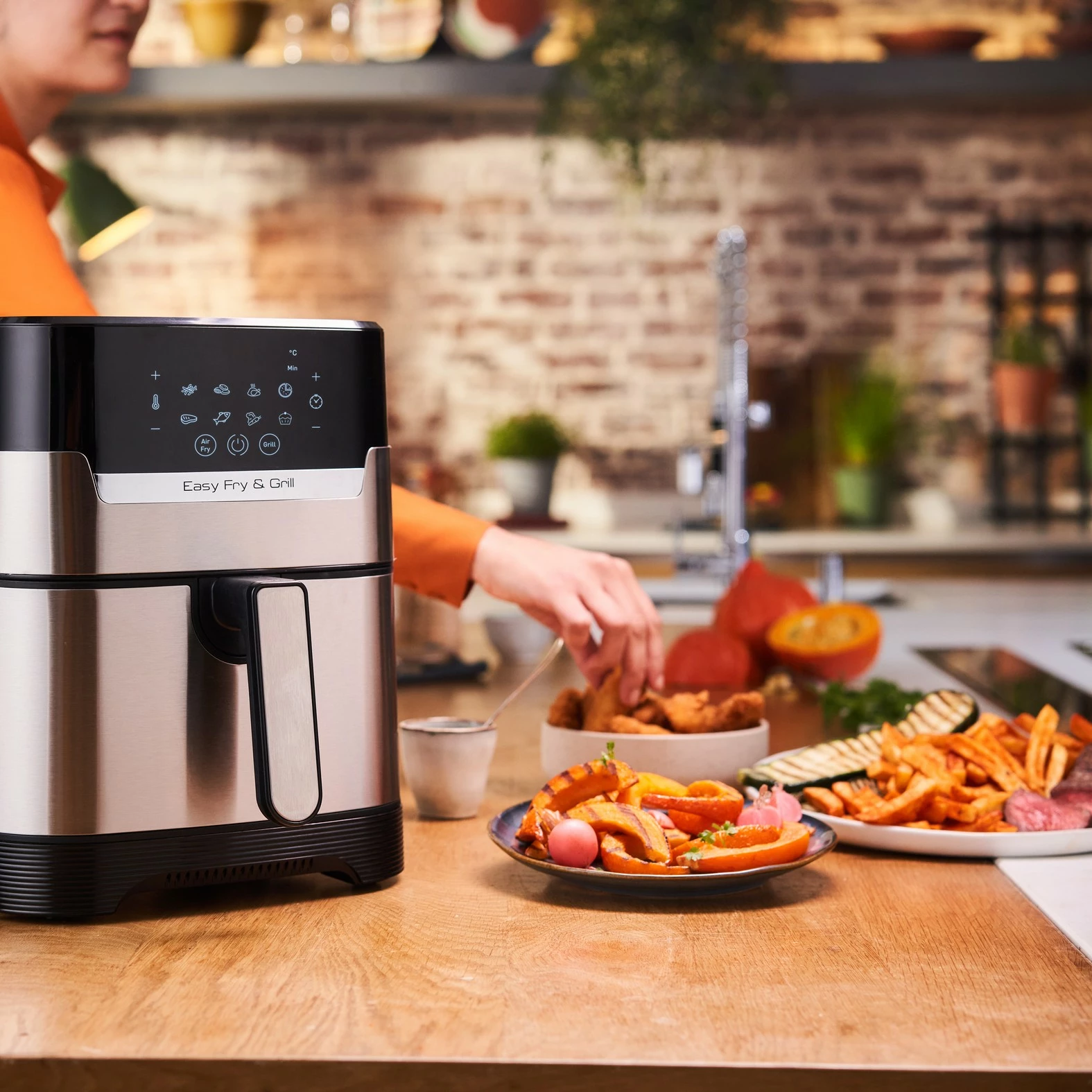 Fritezë me ajër të nxehtë Tefal Easy Fry & Grill EY505D, 4.2 L, çelik inox