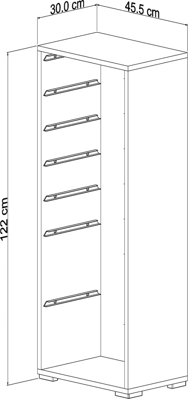 Komodinë SANI FH18213.01 melaminë, ngjyrë bardhë, 7 sirtarë plastikë, 45.5x30x122 cm