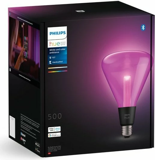 Llambë smart Philips Hue 929003151402, Bluetooth/Zigbee, E27, Luster, Ndryshon ngjyrë, Transparente