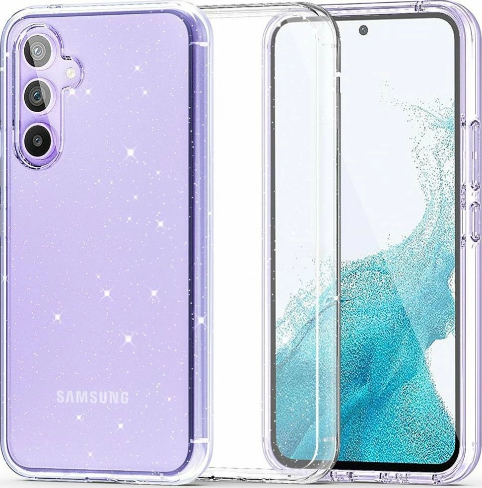 Mbështjellës Tech-Protect Flexair Hybrid për Samsung Galaxy S23 FE, TPU/PC, Glitter, transparent, 1 copë