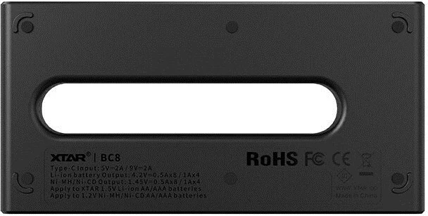 Karikues baterish XTAR BC8, për R03/AAA dhe R6/AA, Li-ion 1.5V/NiMH, i zi