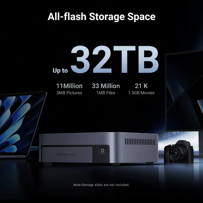 NAS UGREEN NASync DXP480T Plus, 4x M.2 NVMe, Intel Core i5-1235U, 8GB DDR5, 10GbE, Thunderbolt 4, gri