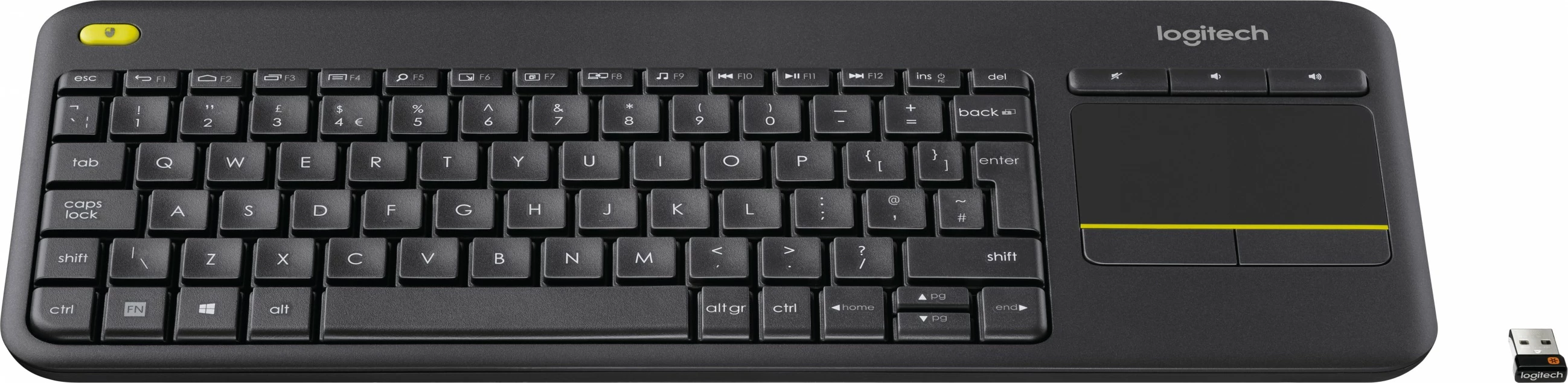 Tastierë wireless Logitech WIRELESS TOUCH KEYBOARD 400PLUS me touchpad, e zezë