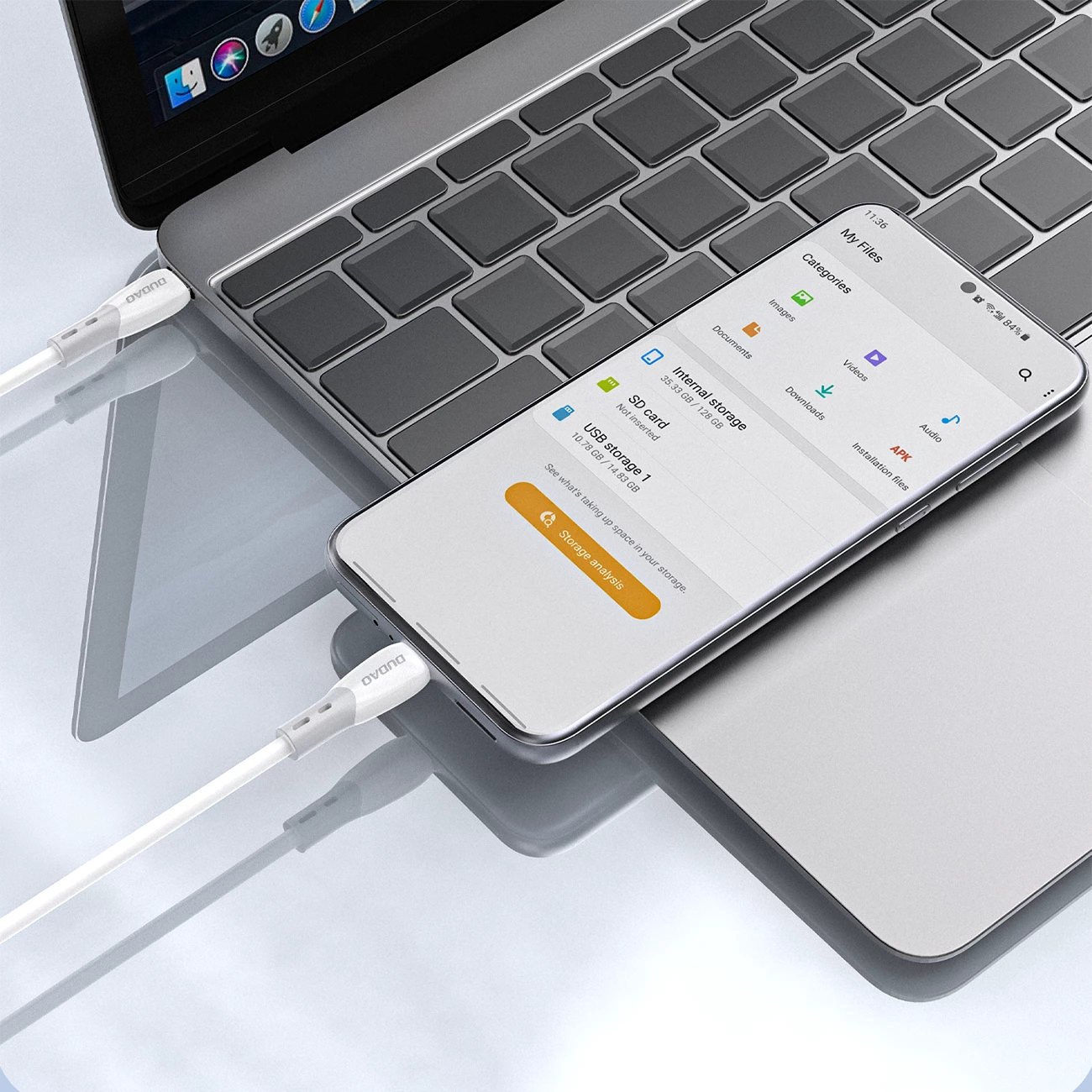 Kabllo USB-C në USB-C Dudao L25SC, 60W, 1m, silikon i butë, e bardhë