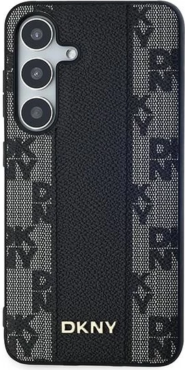 Mbështjellës DKNY Leather Checkered Mono Pattern MagSafe për Samsung Galaxy S24+, i zi