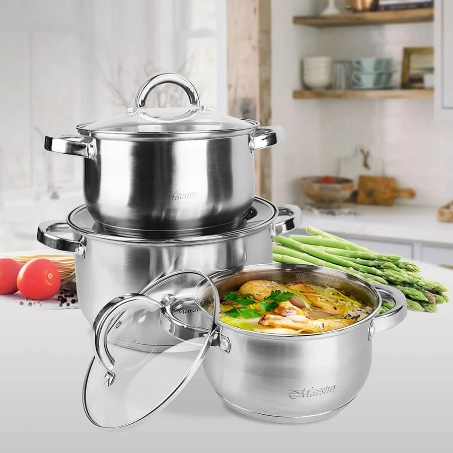 Set me 3 tenxhere Maestro MR-2120-6L, çelik inox
