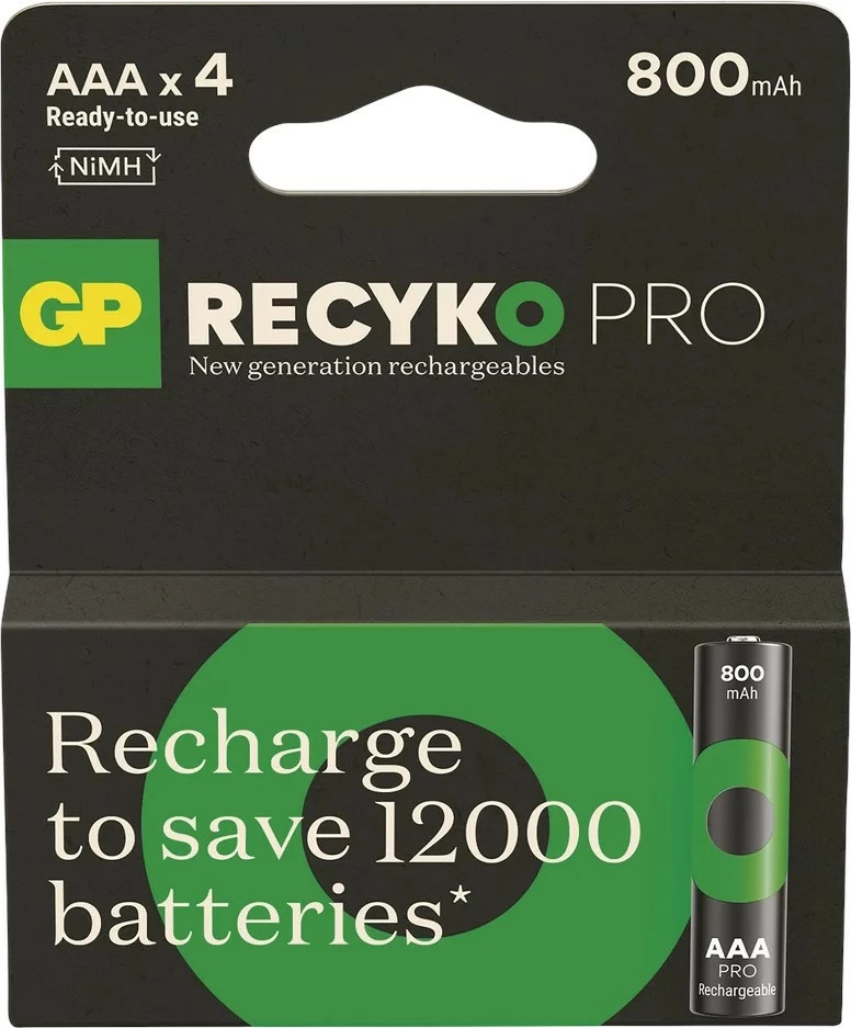 Bateri të rikarikueshme AAA GP ReCyko Pro, 800mAh, set prej 4 copë