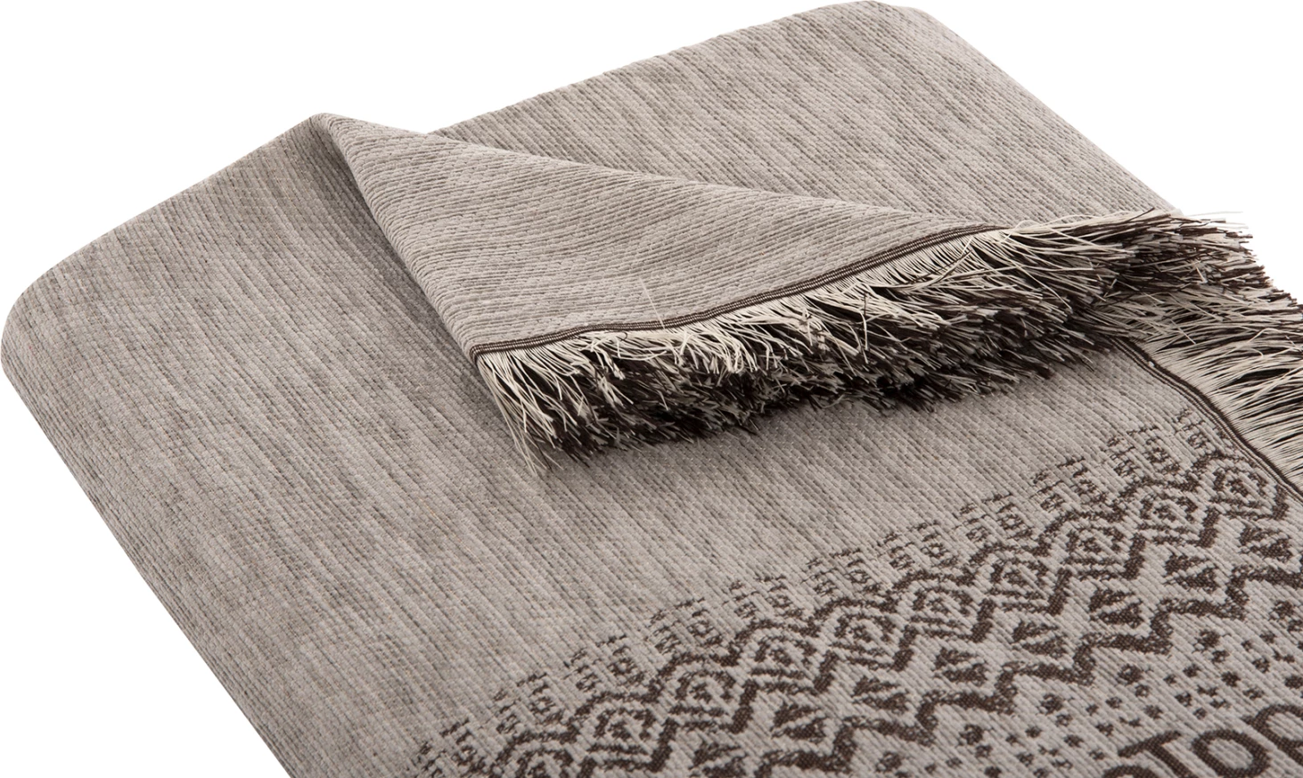 Mbulesë për divan me franja DREAMTOPIA FH12164.06 ngjyrë gri e lehtë 178x178 cm