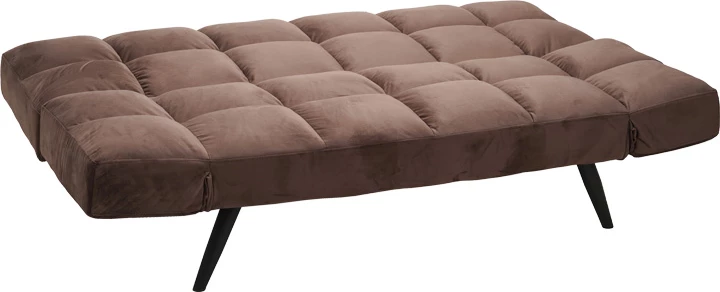 Divan-krevat Freddo I, kadife ngjyrë kafe, 181x81x86cm, 3 vende
