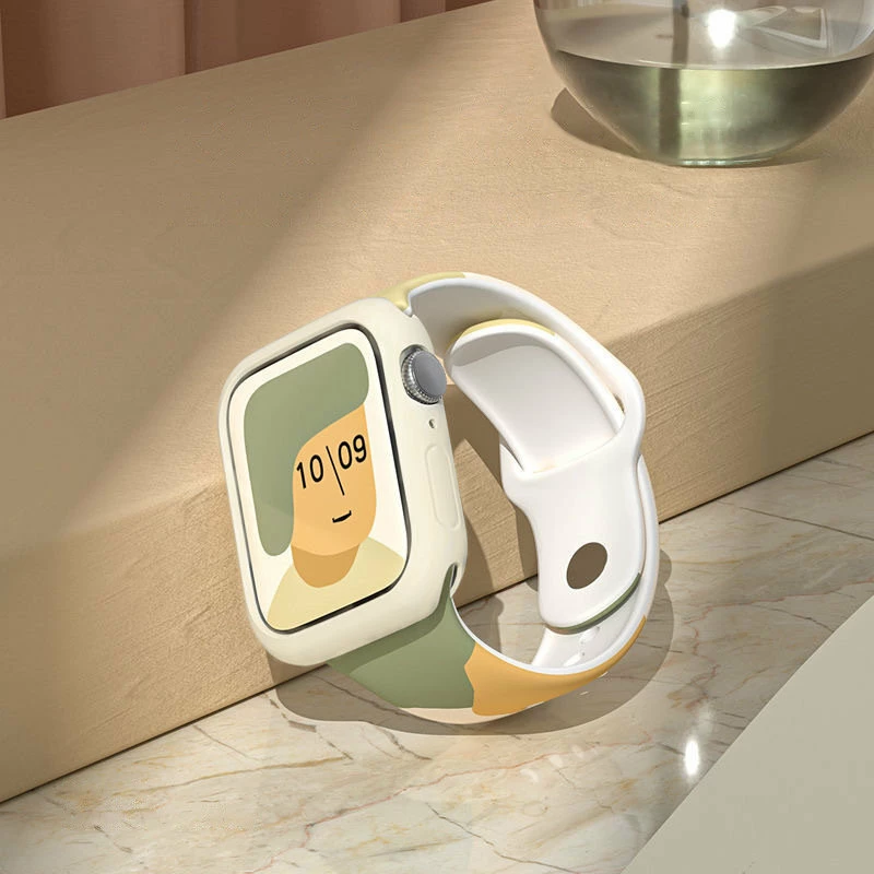 Rrip silikoni për Apple Watch Hurtel Moro Band, model 49mm/45mm/44mm/42mm, gjelbër/bardhë/verdhe