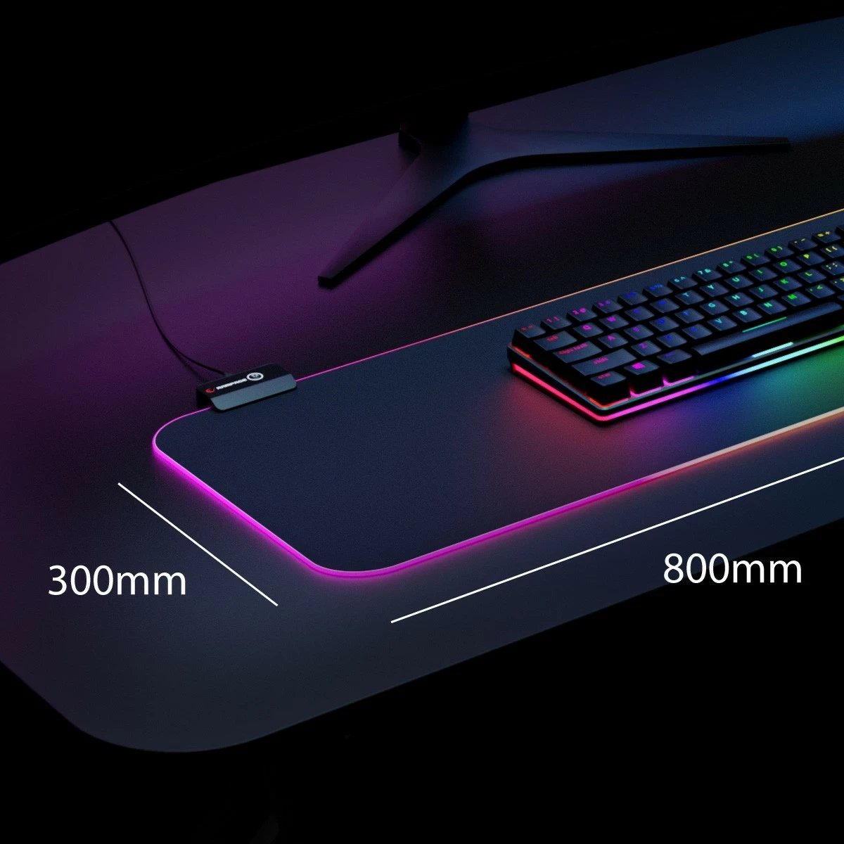 Mauspad Rampage MP-24 RGB, XL, e zezë