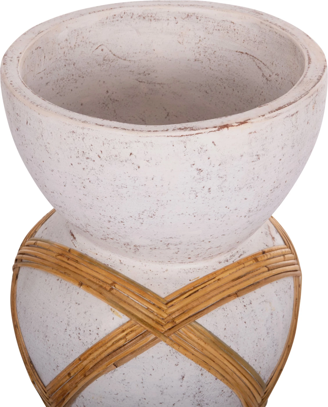 Vazo dekorative për dysheme MAYNARD, fibër-cement, e bardhë, ratan, FH4672.02L, 32x62.5cm