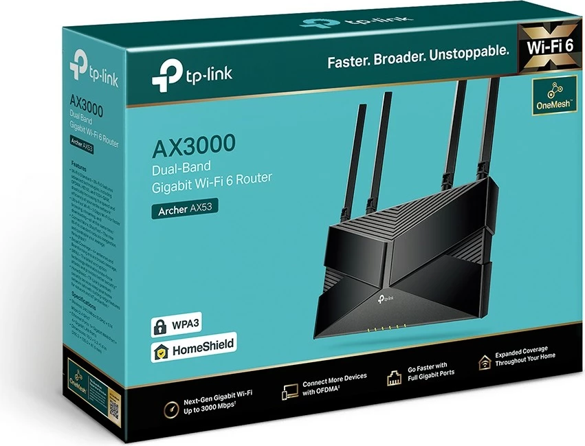 Router TP-LINK Archer AX53, AX3000, 4 LAN, 1 WAN, i zi