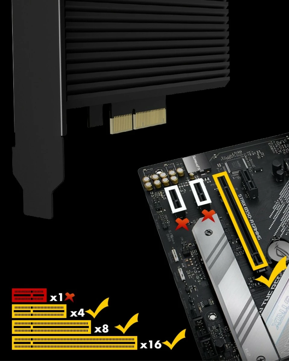 Adapter PCIe për SSD NVMe IcyBox IB-PCI208-HS me heatsink, i zi