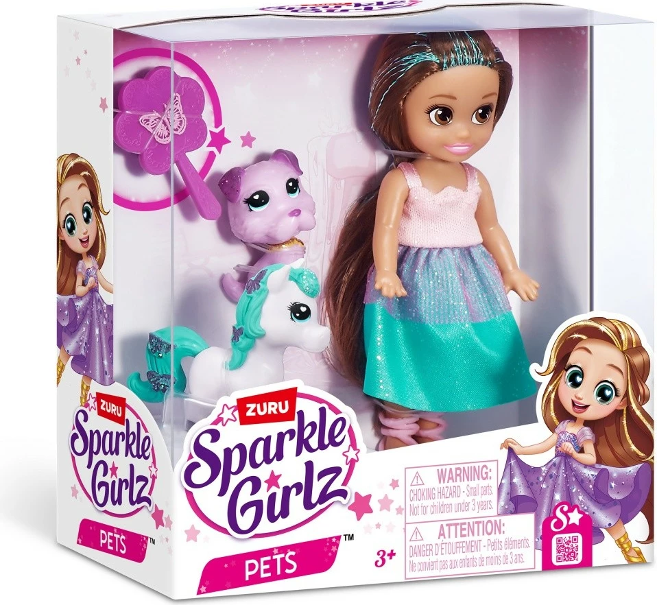 Kukull princeshë ZURU Sparkle Girlz 100522 me kafshë lodër, 12 cm