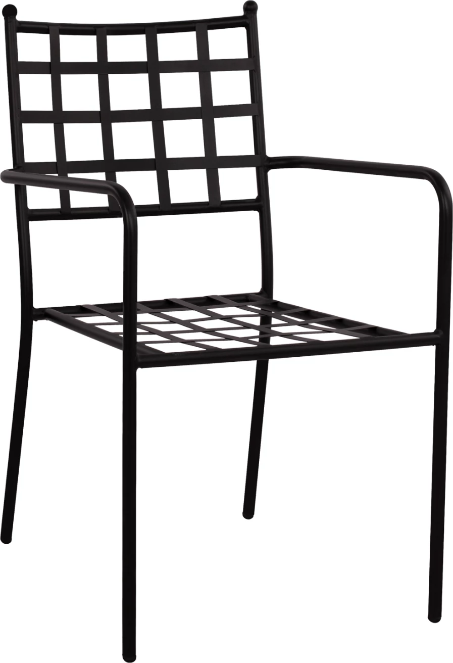 Karrige metalike me krahë, ngjyrë e zezë, FH5508, 46x58x88 cm