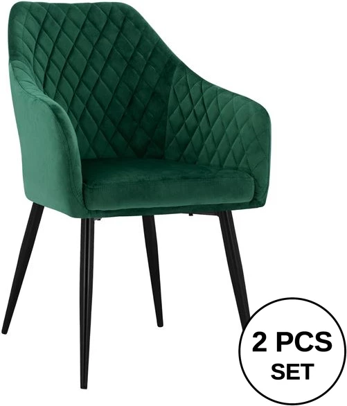 Karrige Charles FH8522.03 me kadife jeshile selvi 52x60x89 cm., set prej 2 copash