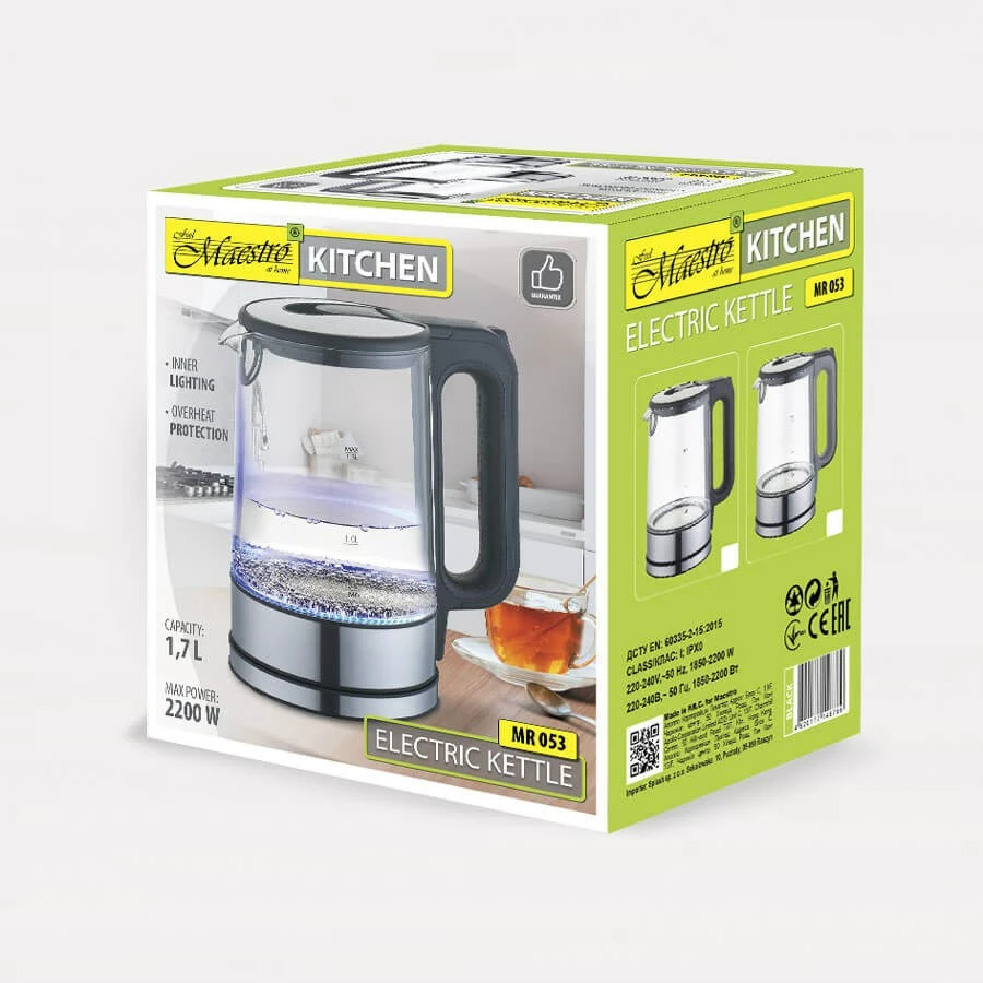 Ibrik elektrik Maestro MR-053, 1.7L, 2200W, Gri
