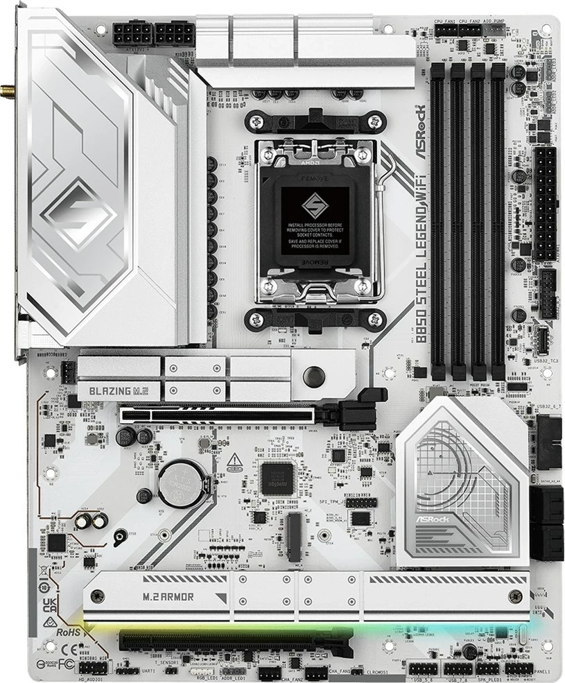 Pllakë amë Asrock B850 Steel Legend WiFi, Socket AM5, ATX, Bardhë