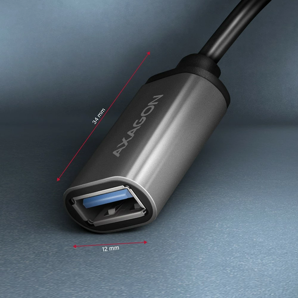 Adapter kabllo AXAGON RUCM-AFAC USB-C në USB-A, 0.2m, 3A, Gri