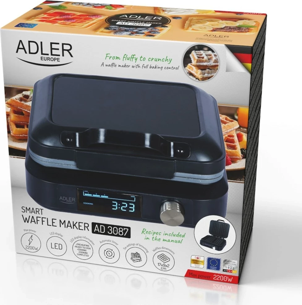 Pjekës vaflesh Adler AD 3087, i zi