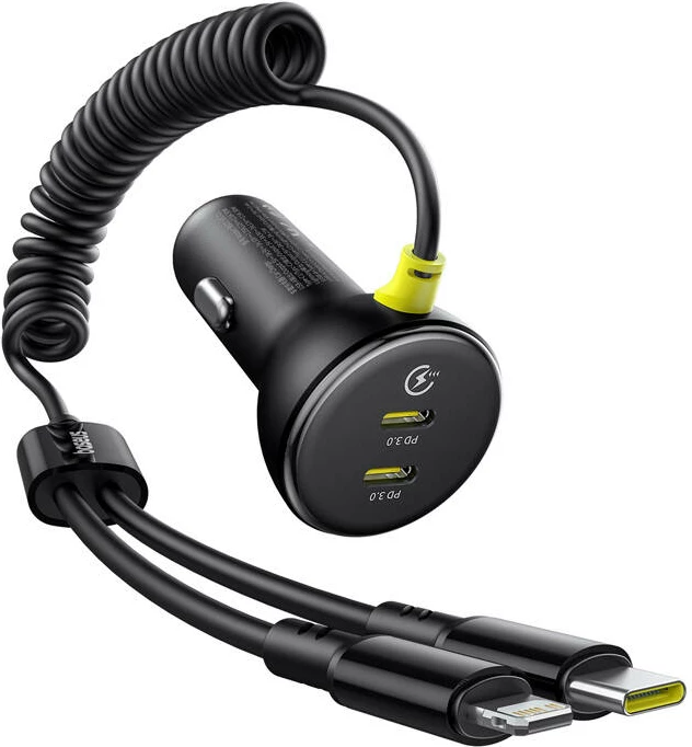 Karikues veture Baseus 60W me USB-C dhe kabllo Lightning, i zi