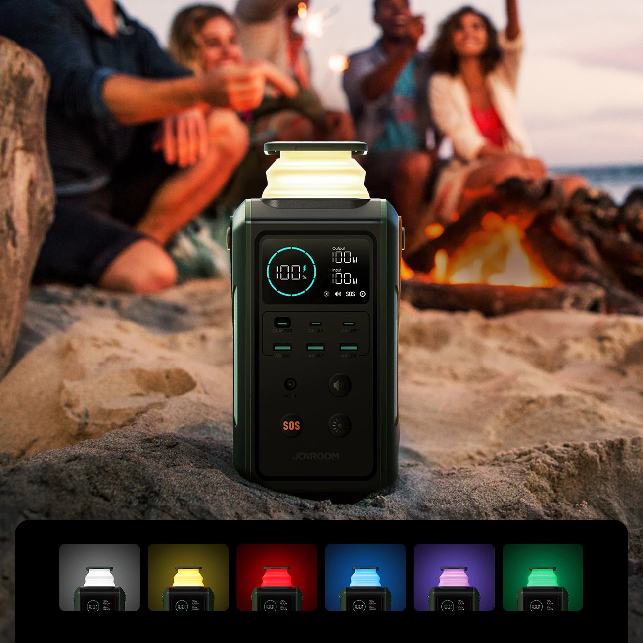 powerbank Joyroom JR-PBF10 75000mAh 100W 3x USB-C 3x USB-A me elektrik palosës dhe dorezë, e gjelbër