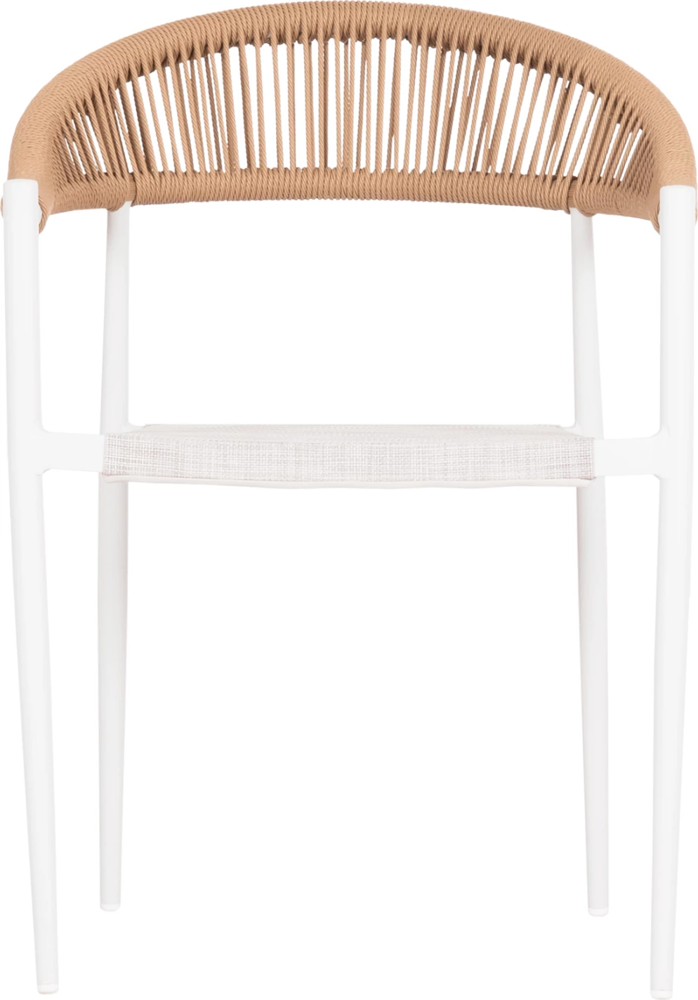 Karrige për ngrënie në natyrë BERG, alumini & tekstilene, ngjyrë e bardhë, ratan i përdredhur, 55x56x79cm