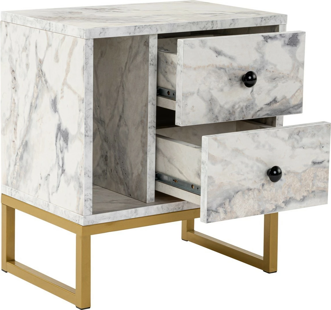 Komodinë Nordure, ngjyrë Freesia Marble, ari