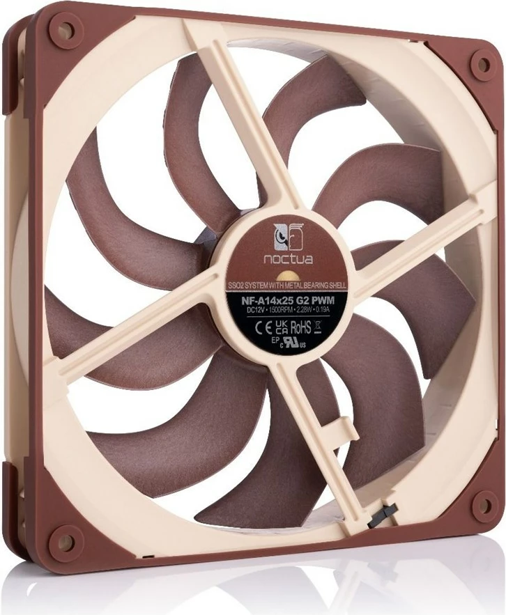 Ventilator kase Noctua NF-A14x25 G2 PWM, 140 mm, Bezhë