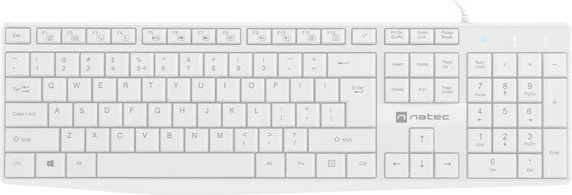 Tastierë Natec Nautilus NKL-1951, me kabllo USB, 1.8m, e bardhë
