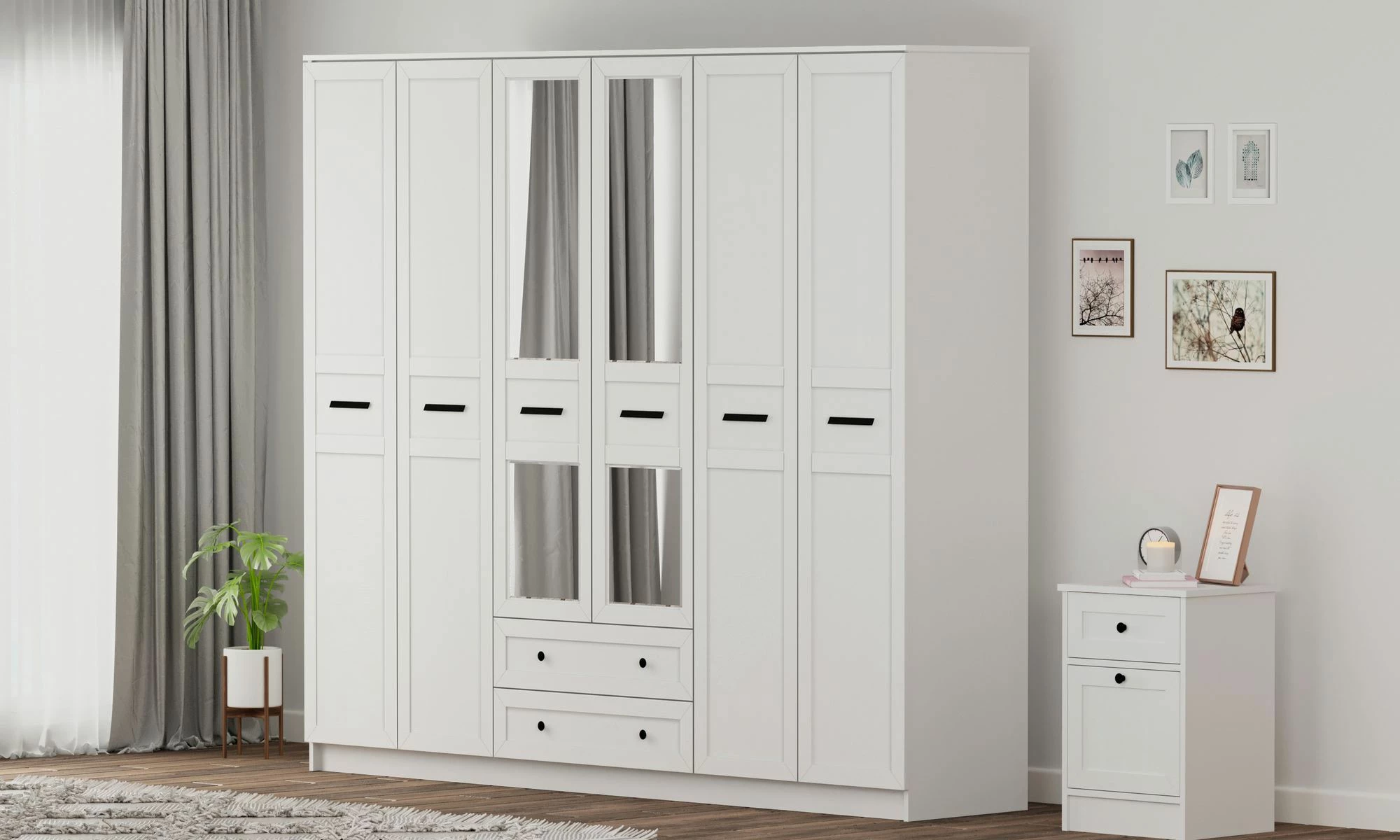 Dollap garderobe Skye Decor, ngjyrë e bardhë mat, Rb-168-01-012