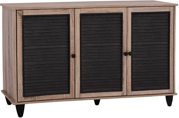 Dollap këpucësh druri 3 dyer FH2267.02 Sonama, 112x30x68,5 cm, e zezë