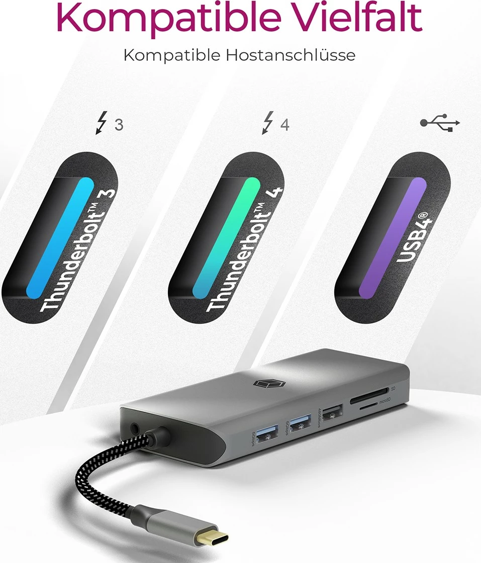 Docking station ICY BOX IB-DK4061-CPD, USB Type-C, 100W, HDMI, Ethernet, gri