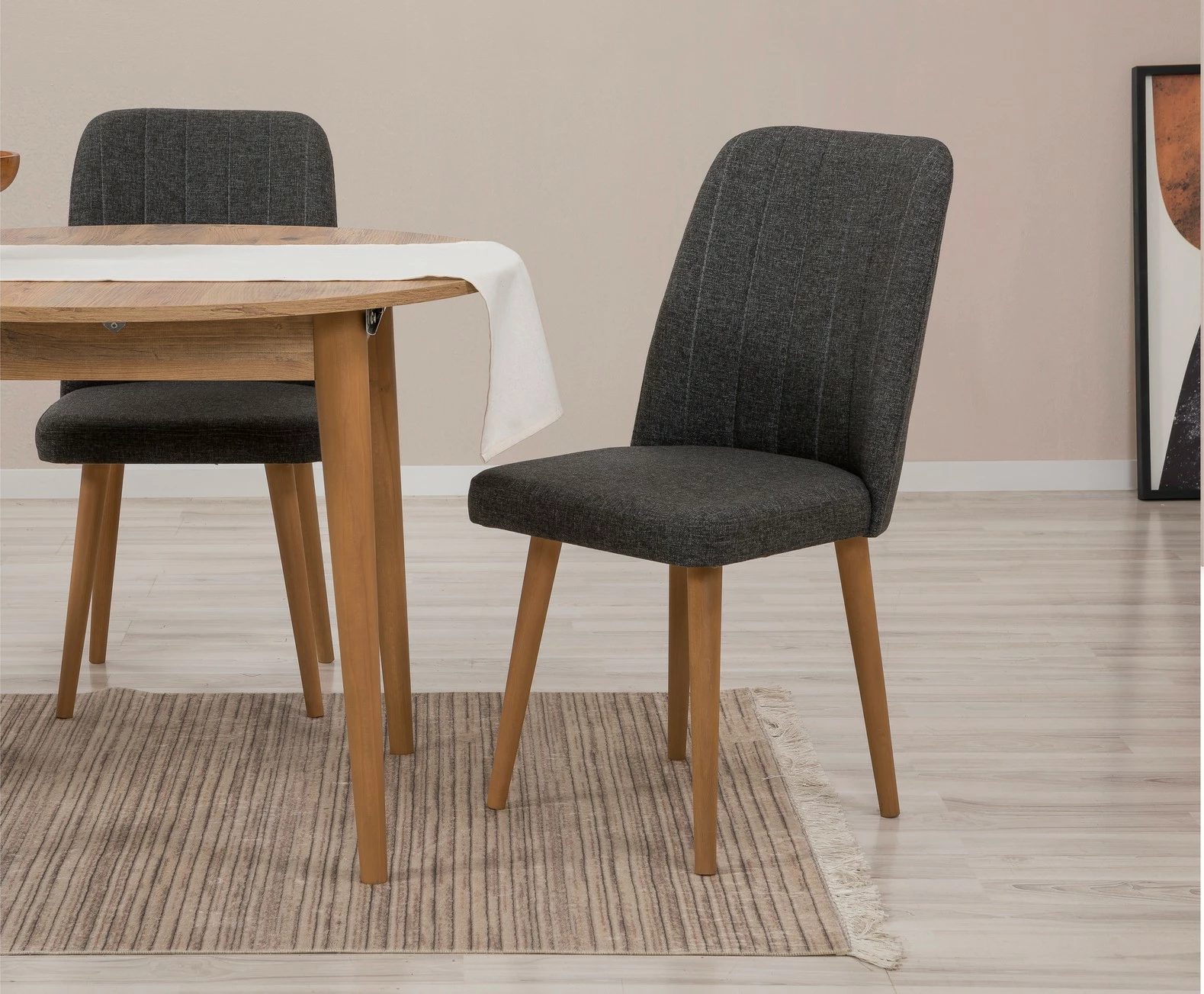 Set tavolinë me karrige, zgjatues, 3 pjesë, Skye Decor Vina 1053, ngjyrë dru pishe Atlantike, antracit