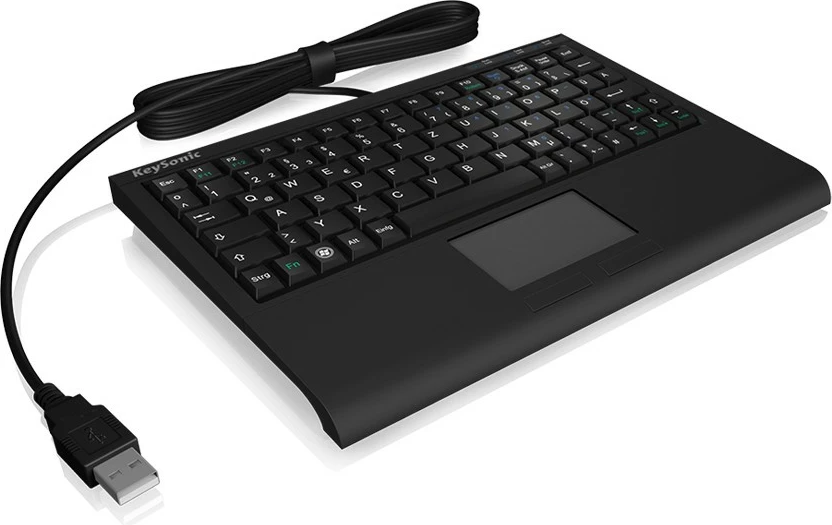 Tastierë mini KeySonic ACK-3410 me touchpad, USB, QWERTZ, e zezë
