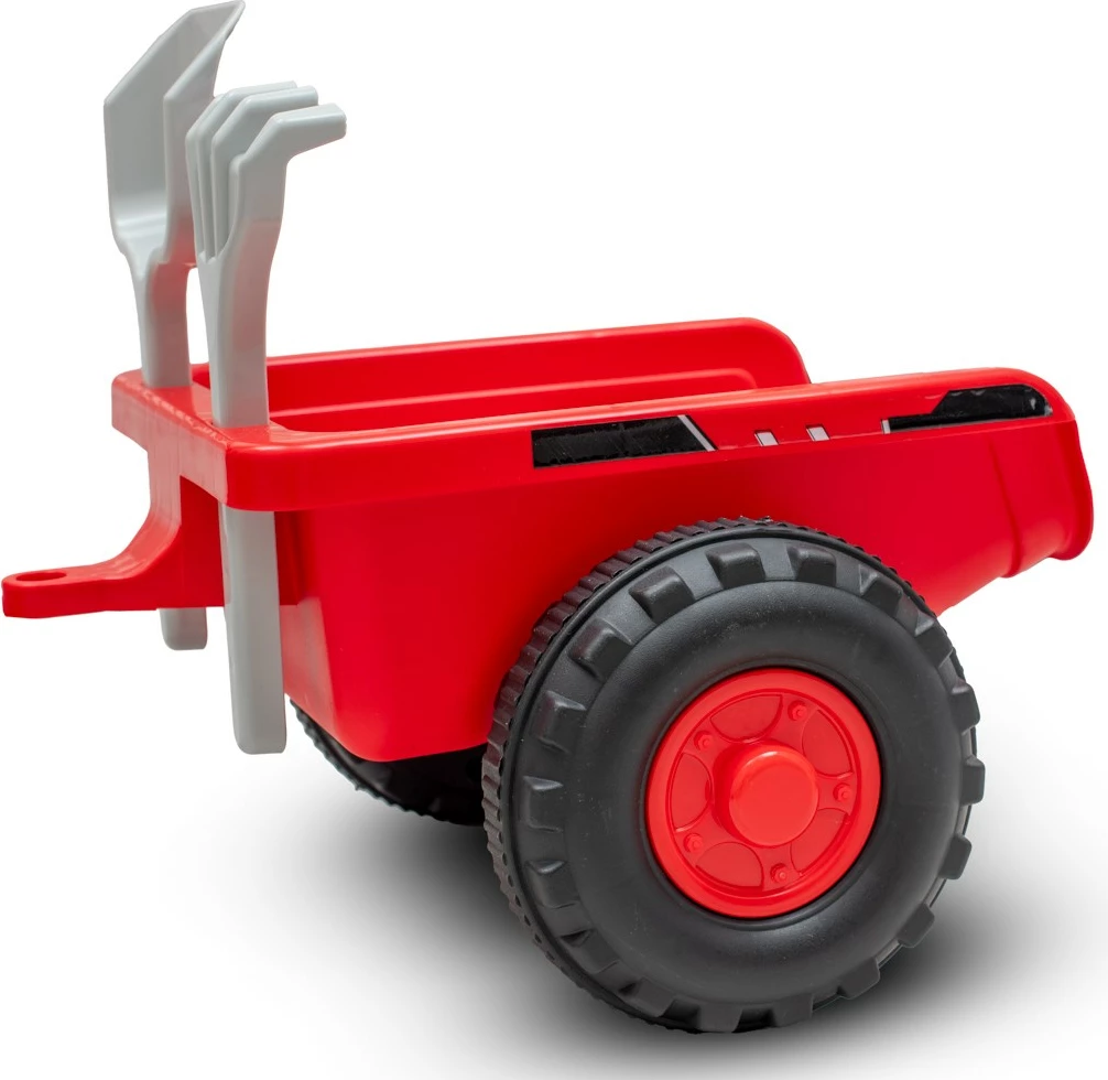 Traktor lodër me rimorkio, Baby Mix Benny, 25 kg ngarkesë, 89×32×35.5 cm, vegla të përfshira, e kuqe